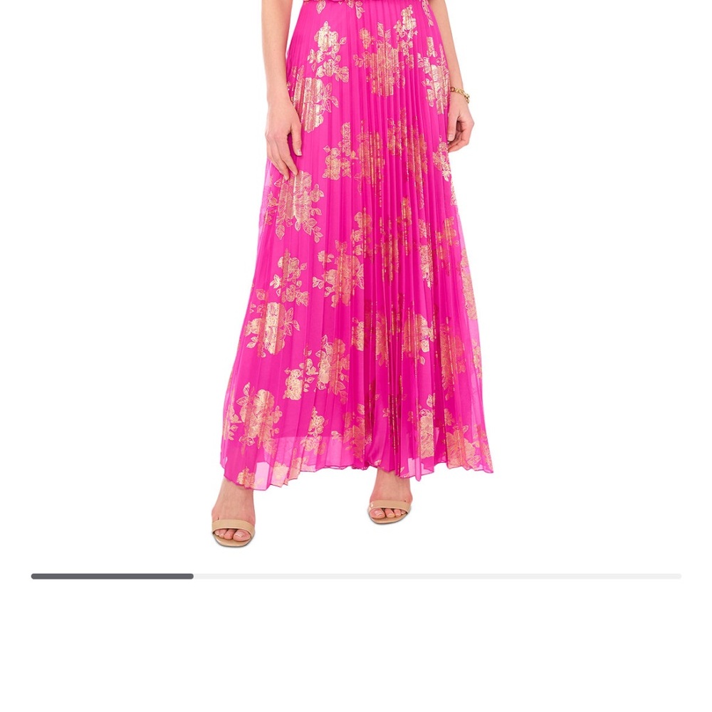 MSK Pink Pleated A-Line Maxi Dress